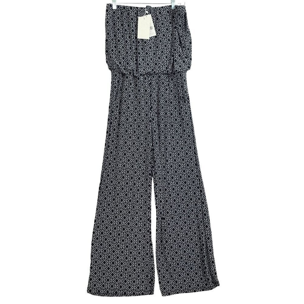 NWT 5th & Love Womens Black & White Print Sleeveless Jumpsuit L